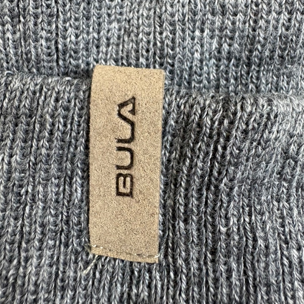 BULA Ribbed Knit Beanie Hat Grey Soft Warm Winter Casual